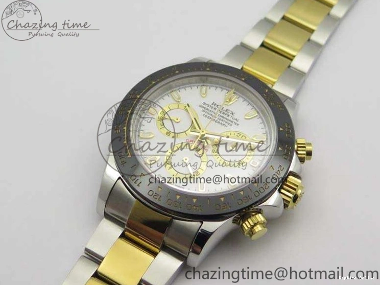 0126 Daytona SS YG Ceramic Bezel JH Best Edition White Dial On SS YG Bracelet A Resilient 3530